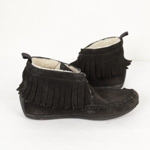 Rag & Bone Ghita Fur lined Suede Fringe Moccasin 8 size 8.5